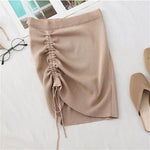 Hot Girl Hip Skirt Design High Waist With Straps Stretch Knitted Women's Mini Drawstring Split Skirt - EX-STOCK Canada