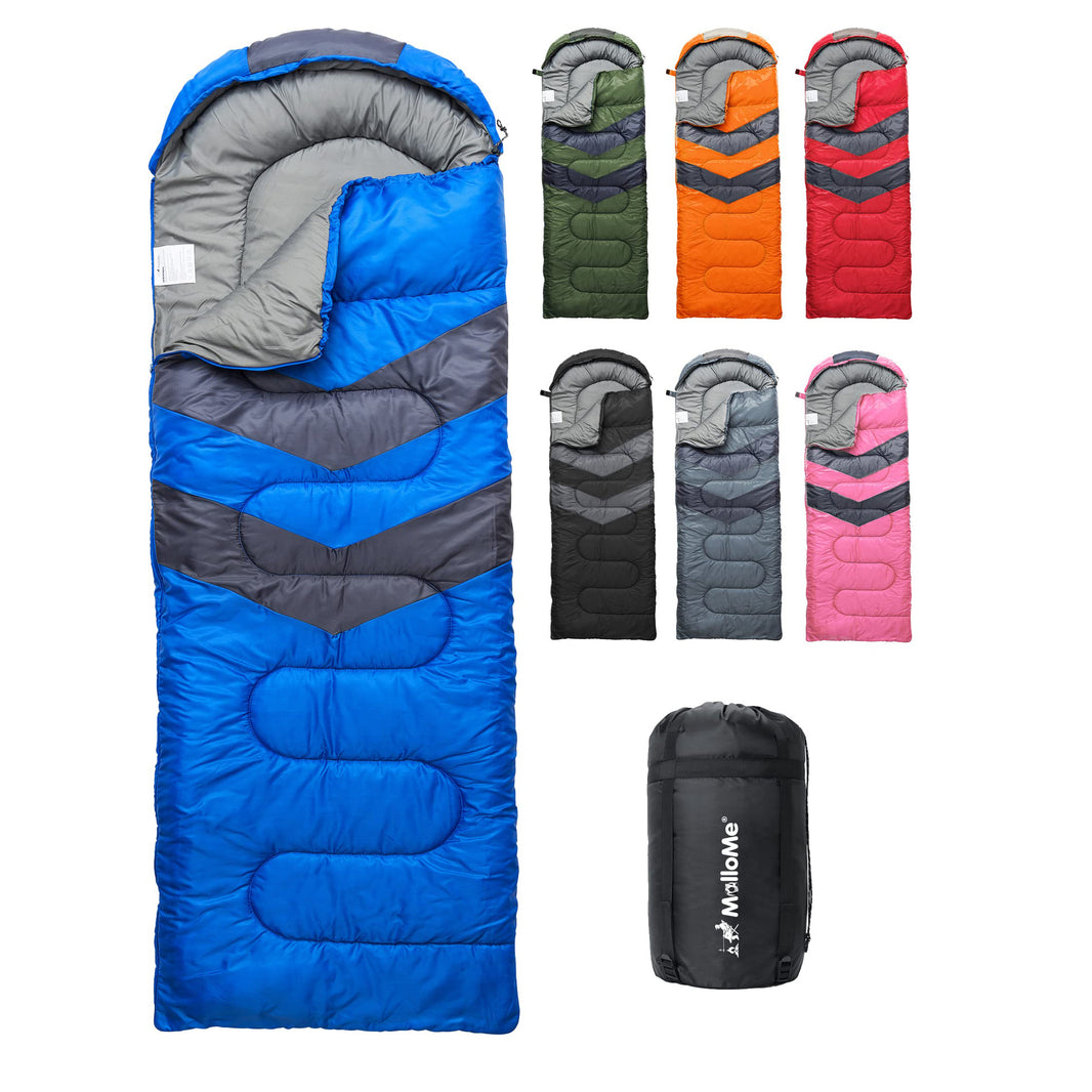 Hooded Outdoor Sleeping Bag – Blue, Green & Black