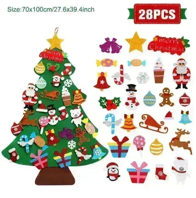 DIY Felt Christmas Tree New Year Toddler Kids Handmade Gift Toys Door Wall Hanging Ornaments Holiday Party Home Decor Set - EX-STOCK CANADA