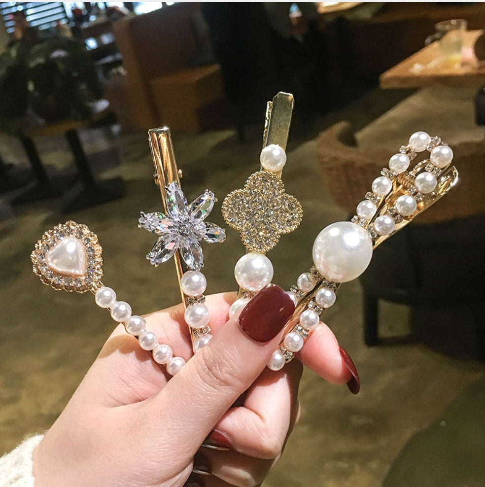 Elegant Pearl Bling Hair Clip
