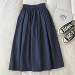 Solid Color Women Workwear Pleated Midi Skirt - EX-STOCK Canada