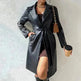 Fashionable Longline leather overcoat Jacket for women - EX-STOCK CANADA