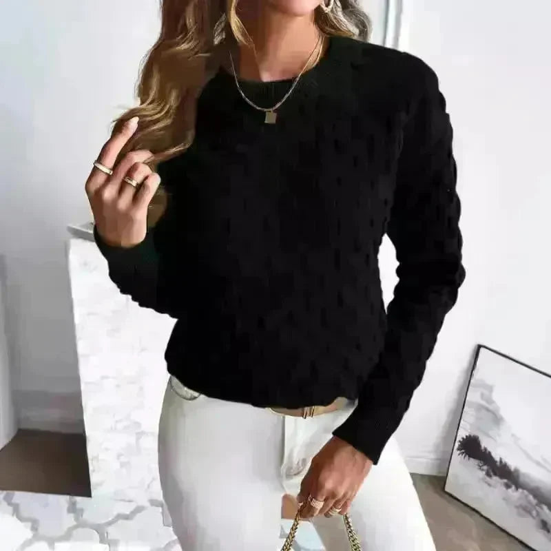 Pullover Round Neck Long Sleeves Knitwear Cashmere sweater Top women - EX-STOCK CANADA