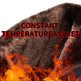 Velvet material with flames and text 'Constant Temperature Velvet' on a white background