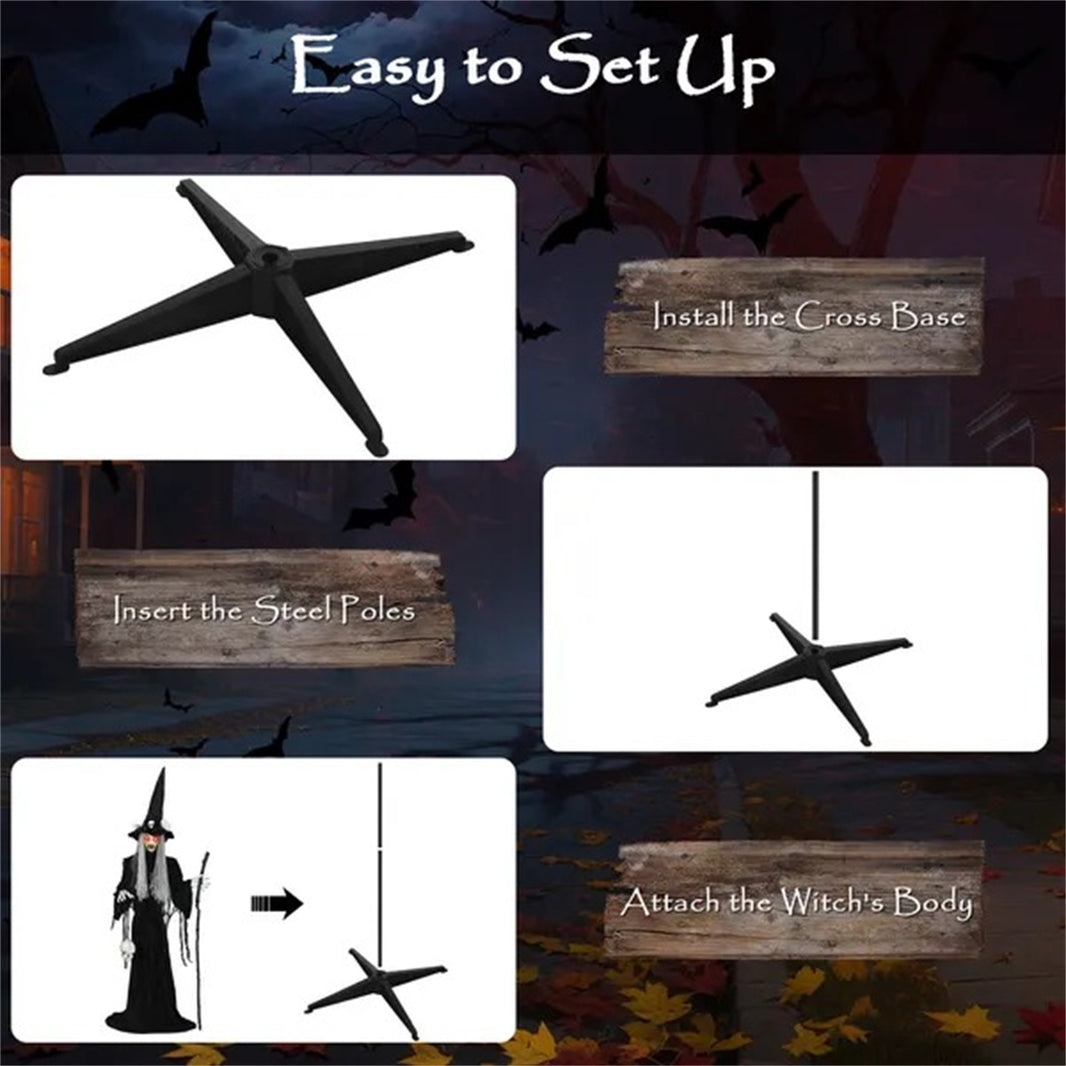 Animatronics Standing Witch, Voice-Activated Prop, Sound Activated Moving Head & Flashing Eyes, Easy Setup Indoor, Black EX-STOCK Canada 