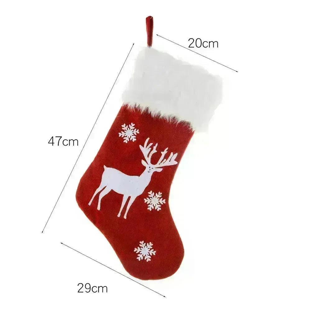 New Christmas Ornament With Light Burlap Embroidery Sock Gift Bag - EX-STOCK CANADA