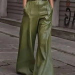 Fashion Leather High Waist Pocket Casual Trousers - EX-STOCK CANADA