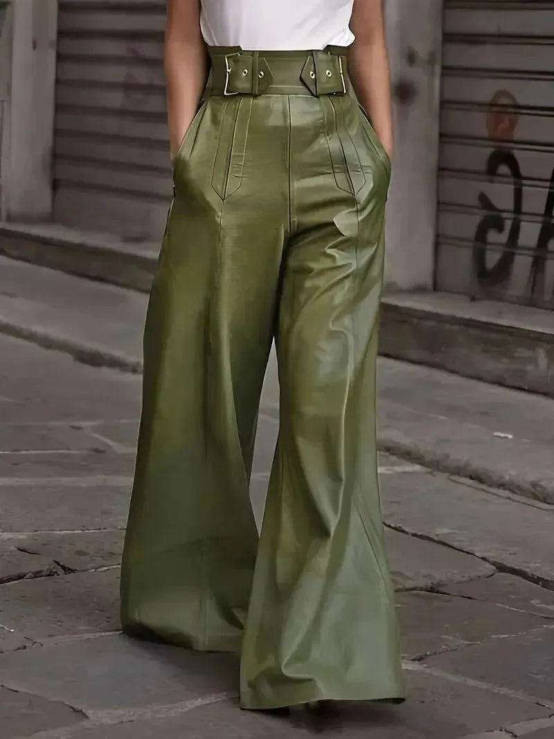 Fashion Leather High Waist Pocket Casual Trousers - EX-STOCK CANADA