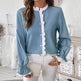 Elegant Single-breasted button Blue Shirt For Women - EX-STOCK Canada