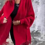 Women's Cashmere Tassel Knitted Batwing Sleeve Kimono Cardigan Jacket Outwear - EX-STOCK Canada
