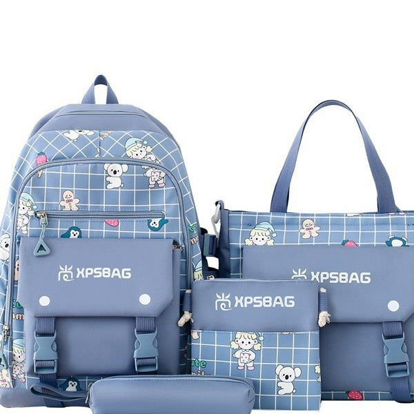 Backpack Primary School Girls Schoolbag Women's Four-piece Set EX-STOCK