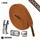 Brown shoelace set with silver lace locks on a white background