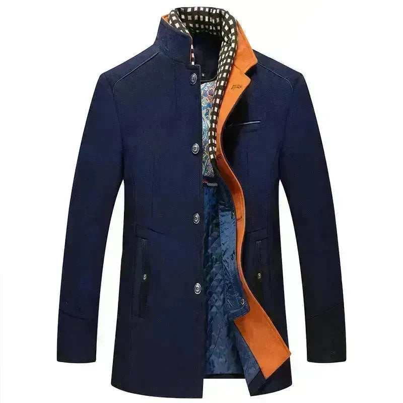 Medium Length Slim Fit And Versatile Stand Collar Men's Coat - EX-STOCK CANADA