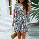 Casual Summer Chiffon Floral Print Short Sleeves Dress Lace Up Ruffles Design Fashion V-neck Short Mini Dresses Womens Clothing - EX-STOCK CANADA