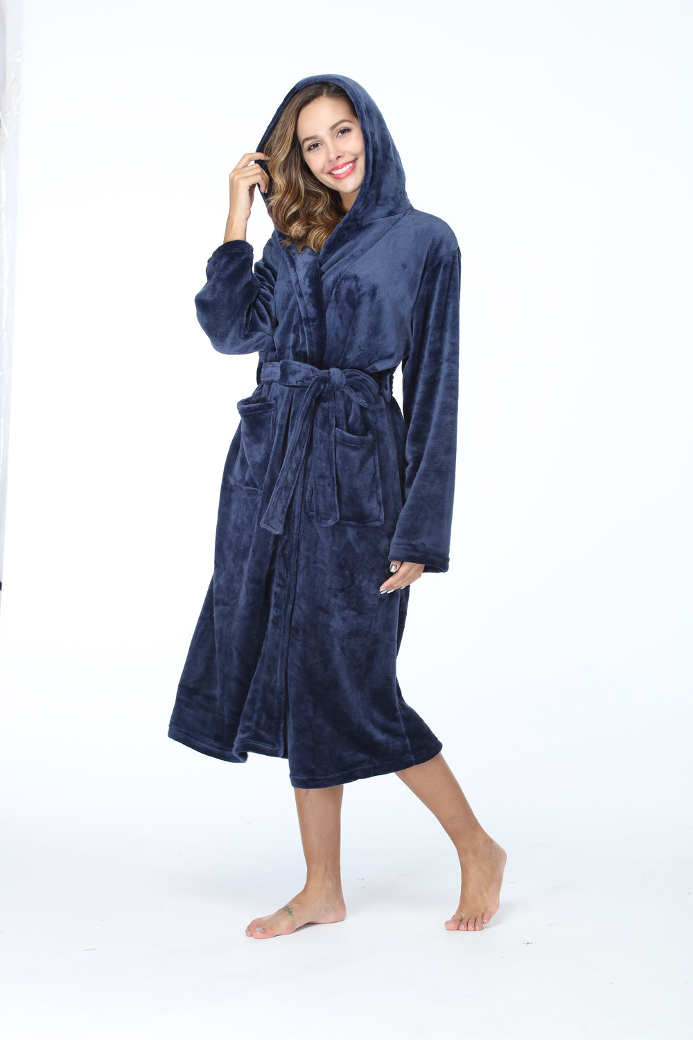RONGTAI Womens Long Robes Plush Fleece Nightgown Thick Hooded Bathrobe With Pockets Fluffy Sleepwear For Men EX-STOCK Canada 
