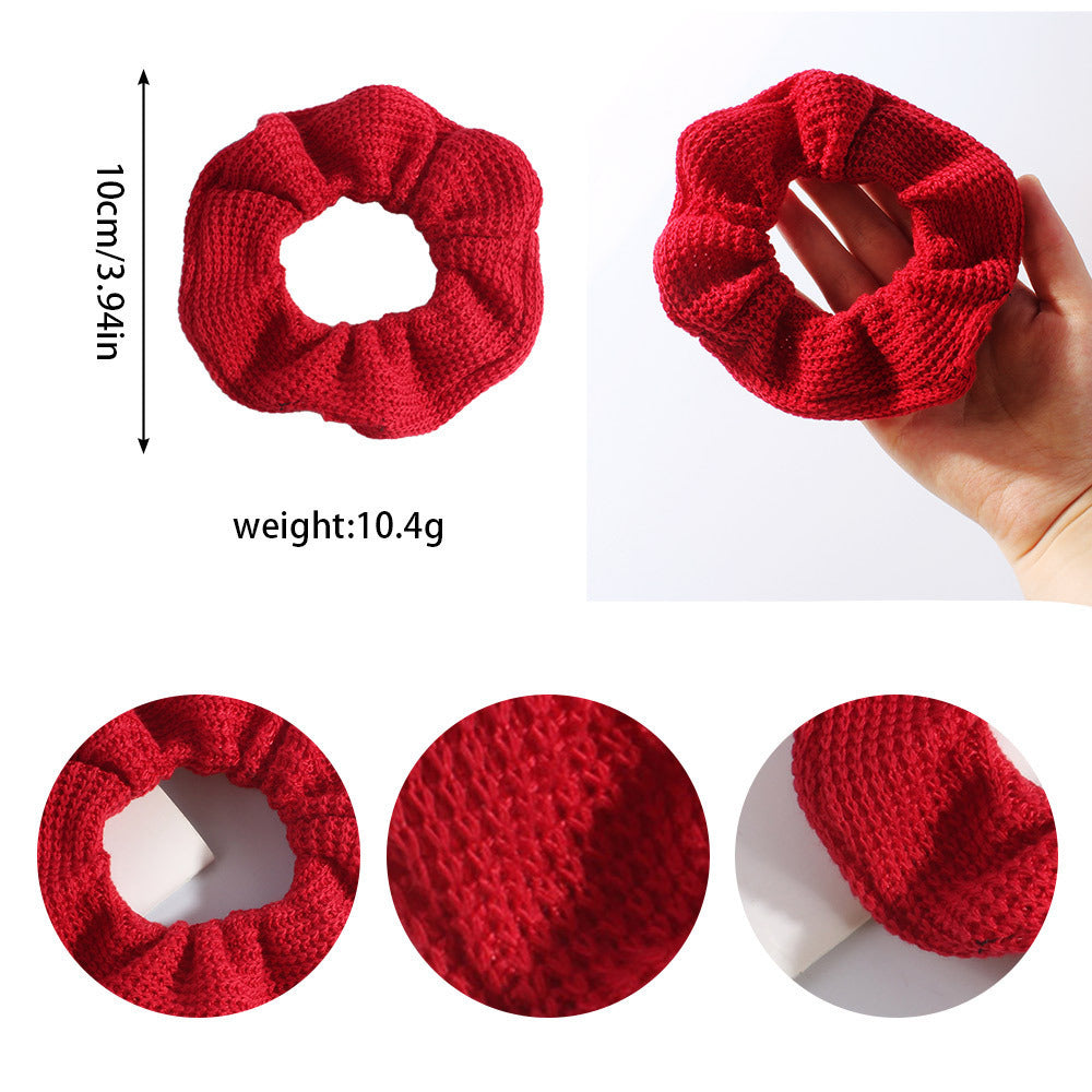 Women Knitted  Red Velvet Hair Scrunchies Hair Accesories