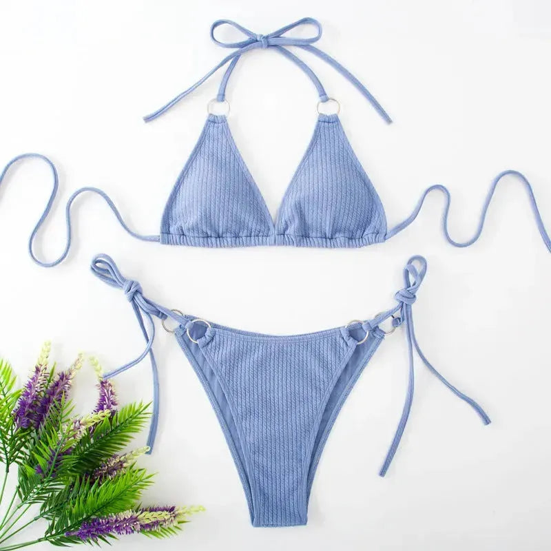 Sexy Bikini Set Summer Side Tie Thong Bandage Style Swimsuit Womens Clothing - EX-STOCK CANADA