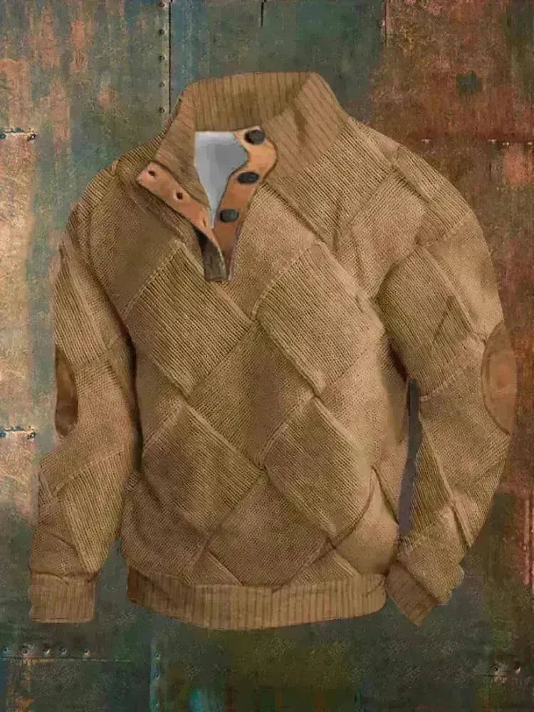 Half button Sweatshirt Men's Winter 3d Digital Printing Pullover Crew neck - EX-STOCK CANADA
