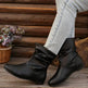 Fashion Round-toed Flat Boots Versatile Simple Slip-on Western Cowboy Boot Casual Short Shoes For Women - EX-STOCK Canada