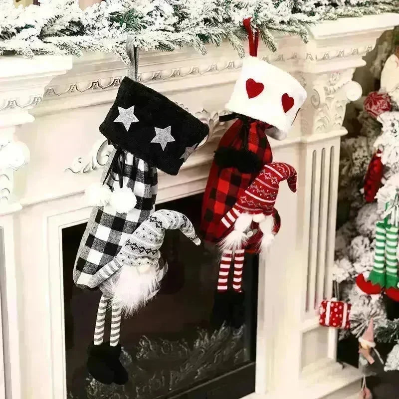 Red And Black Plaid Hanging Feet Stockings Christmas - EX-STOCK CANADA