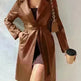 Fashionable Longline leather overcoat Jacket for women - EX-STOCK CANADA