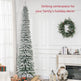 9ft Snow-Flocked Artificial Christmas Tree, Slim Pencil Xmas Tree With 714 Realistic Branches, Metal Base, Green EX-STOCK Canada 