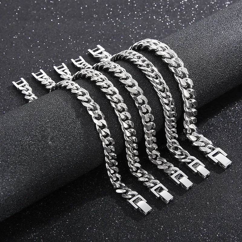 Cuban Link Chain Trimming Chain Jewelry Buckle Titanium Steel Bracelet - EX-STOCK Canada
