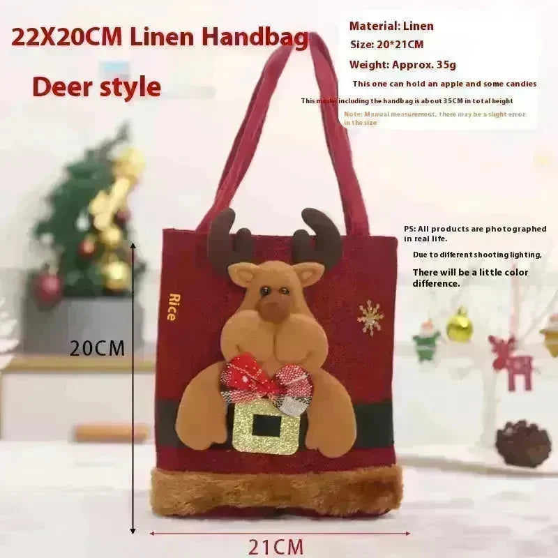 Christmas Candy Gift Tote Bag For Kids Funny Creative Santa Claus Elk Snowman Bear Handbag Small Christmas Tree Decoration Bags - EX-STOCK CANADA