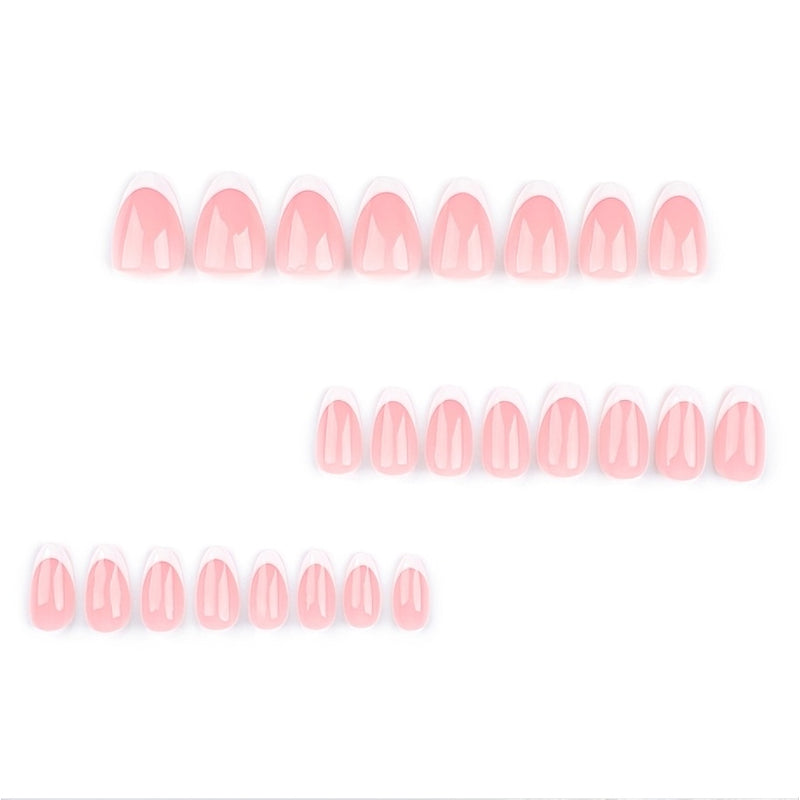 24 PCS Minimalist Nail Art With Short Circles Press On Nails Short Almond Fake Nails Oval French Tip False Nails EX-STOCK Canada 