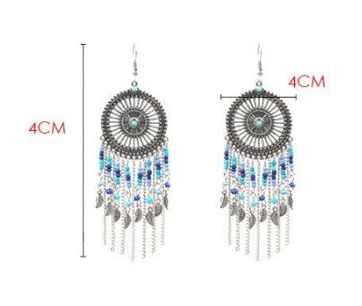 Beaded fringed hollow earrings - EX-STOCK Canada