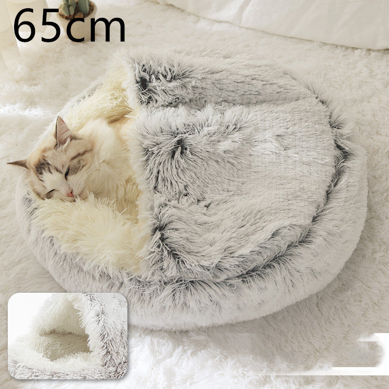 2 In 1 Dog And Cat Bed Pet Winter Bed Round Plush Warm Bed House Soft Long Plush Pets Bed Pet Products EX-STOCK Canada 