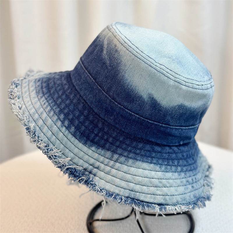 Summer Denim Bucket Hat for women Distressed Sun-proof Face-showing Small Hat - EX-STOCK Canada