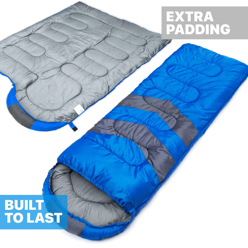 Hooded Outdoor Sleeping Bag – Blue, Green & Black