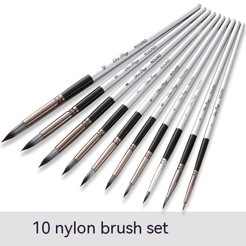 Set of 10 nylon brushes on a white background with 'Zee' branding.