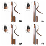 Eyebrow pencil with slanted tip and color options on a white background