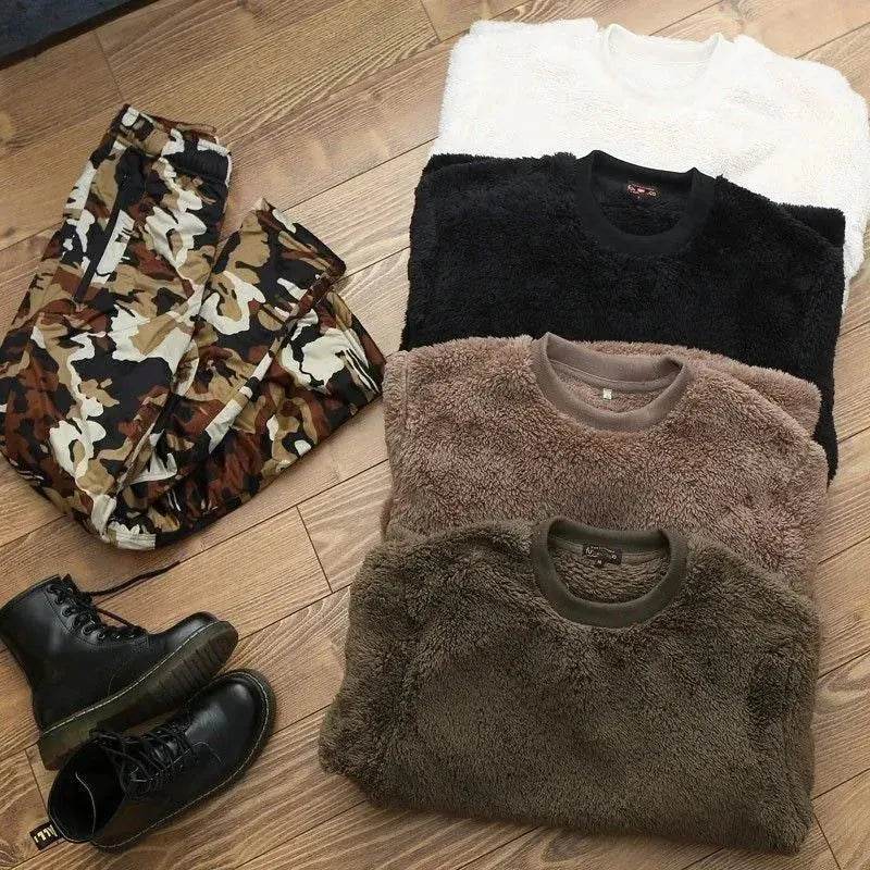 Autumn And Winter Plush Fuzzy Crewneck Pullover top for male - EX-STOCK Canada