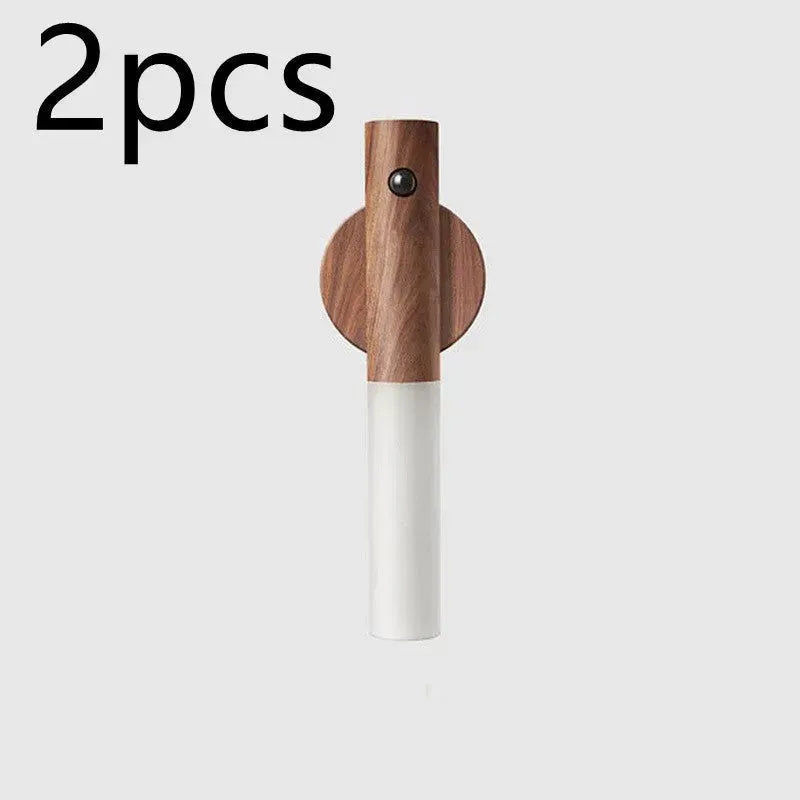 Auto LED USB Magnetic Wood Wireless Night Light Corridors Porch Lights PIR Motion Sensor Wall Light Cabinet Lamp - EX-STOCK CANADA