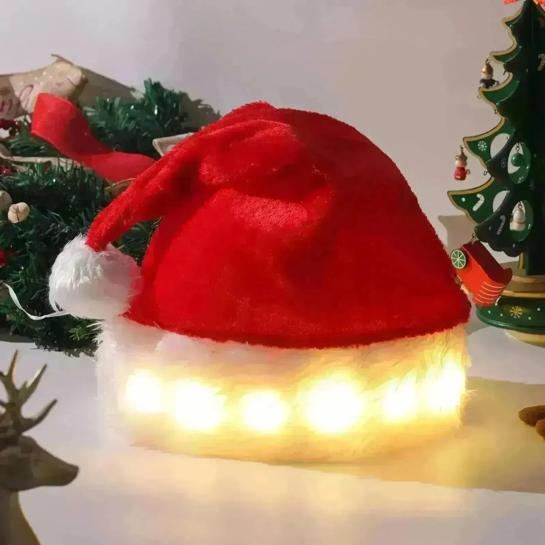 Christmas Hat LED Light Plush Children's Adult Christmas Decorations Christmas Supplies Luminous Santa Hat Home Decoracion - EX-STOCK CANADA