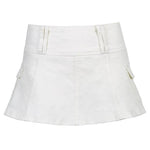 Solid White Black Denim Fashion Mini Skirt - EX-STOCK Canada