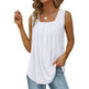 Summer cotton Tops For Women Loose Fit Pleated Square Neck Sleeveless Blouse Tops - EX-STOCK Canada