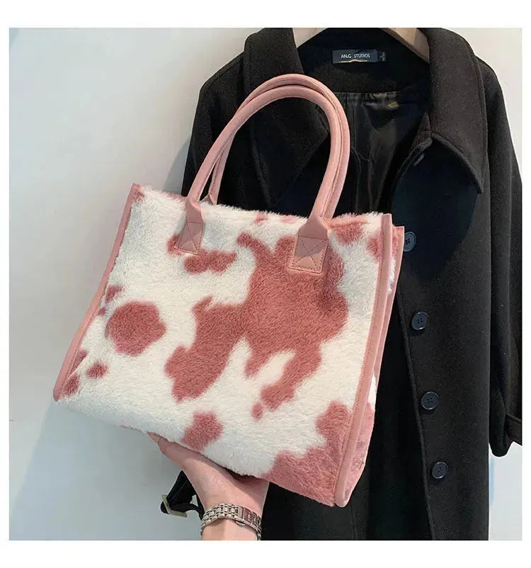 Leopard Animal Skin Large-capacity Handbag Fashion Western Plush - EX-STOCK CANADA
