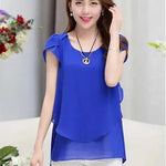 New Spring Summer Women Chiffon Loose Blouse  top O-Neck Short sleeve Plus size - EX-STOCK CANADA