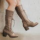 Women's Knee-High Lace-Up Boots | Chunky Block Heel, Side Zip, Sizes 34–43