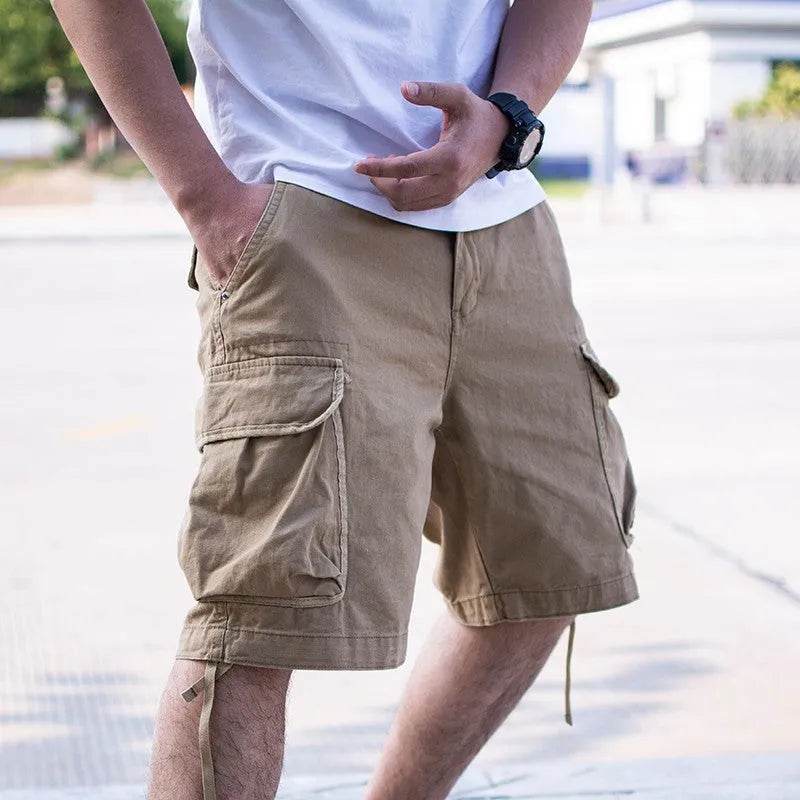 Workwear Loose Plus Size Solid Color Casual Cargo Shorts Men - EX-STOCK Canada