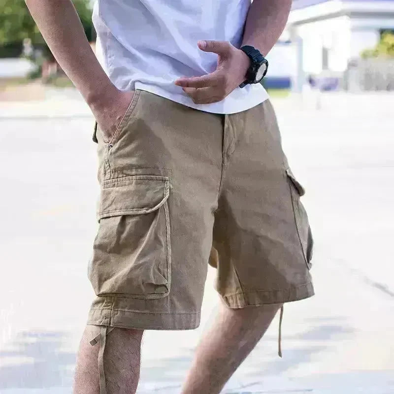 Workwear Loose Plus Size Solid Color Casual Cargo Shorts Men - EX-STOCK CANADA