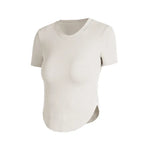 Rib Sports Short-sleeved Blouse With Chest Pad Workout Clothes Running T-shirt Beauty Back Tight - EX-STOCK CANADA