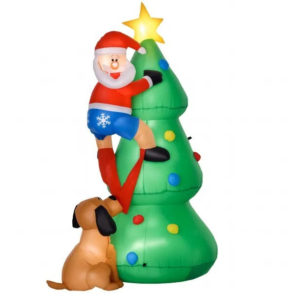 5.9ft Inflatable Christmas Tree, Santa Claus, Dog, LED Lights, Indoor, Outdoor, Home, Garden, Lawn, Decoration EX-STOCK Canada 