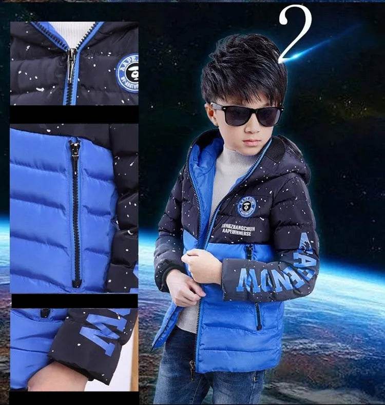 Fashion Boy's Glasses Hooded Warm Cotton Coat - EX-STOCK Canada