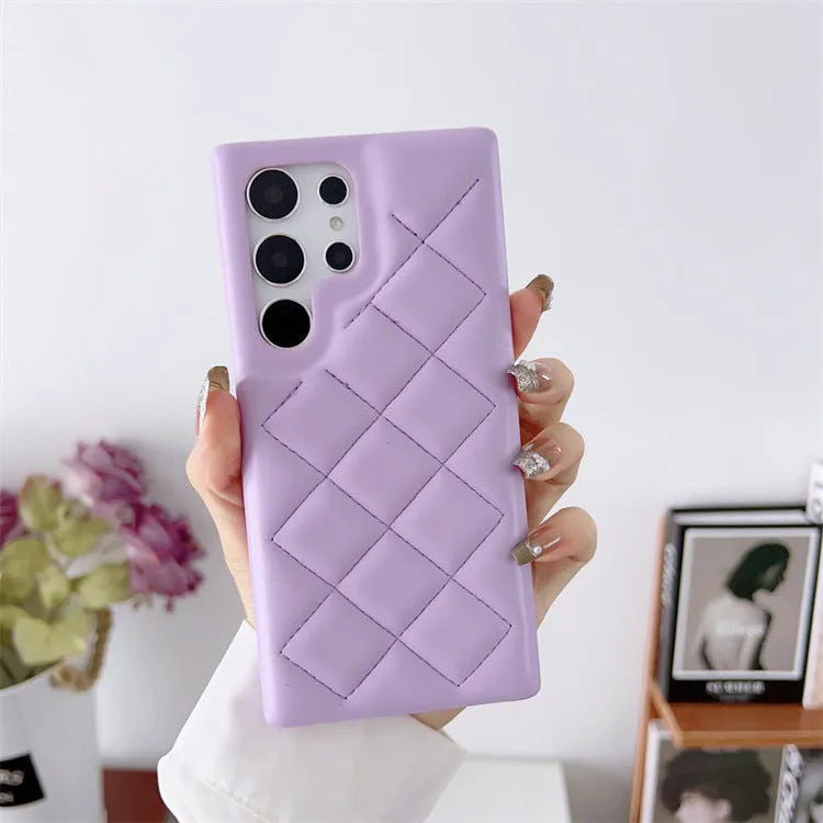 Diamond Plaid Samsung leather Phone case - EX-STOCK CANADA