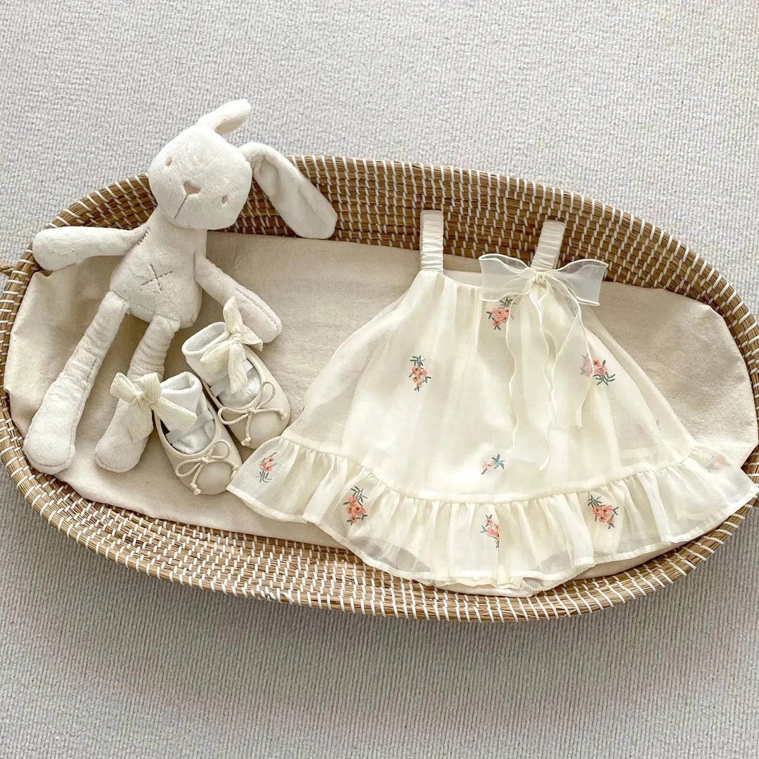 Newborn baby girl Embroidered Mesh Baby Bloomer With Skirt Infant baby Casual dress for baby girl - EX-STOCK Canada